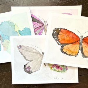 Set of 4 hand painter cards